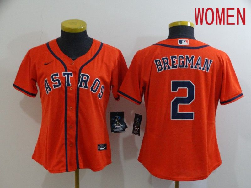 Women Houston Astros #2 Bregman Orange Nike Game MLB Jerseys->women mlb jersey->Women Jersey